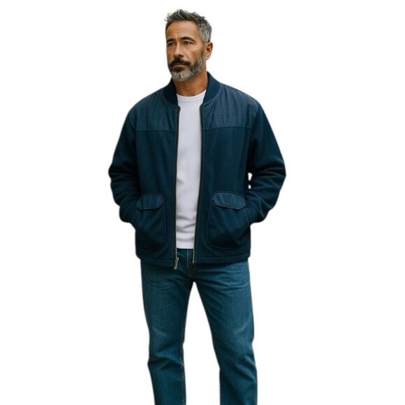 Beretta Men's Victory Fleece Shooting Jacket Hunting 2 Ways Zip Up Navy Blue XL - Picture 13 of 13